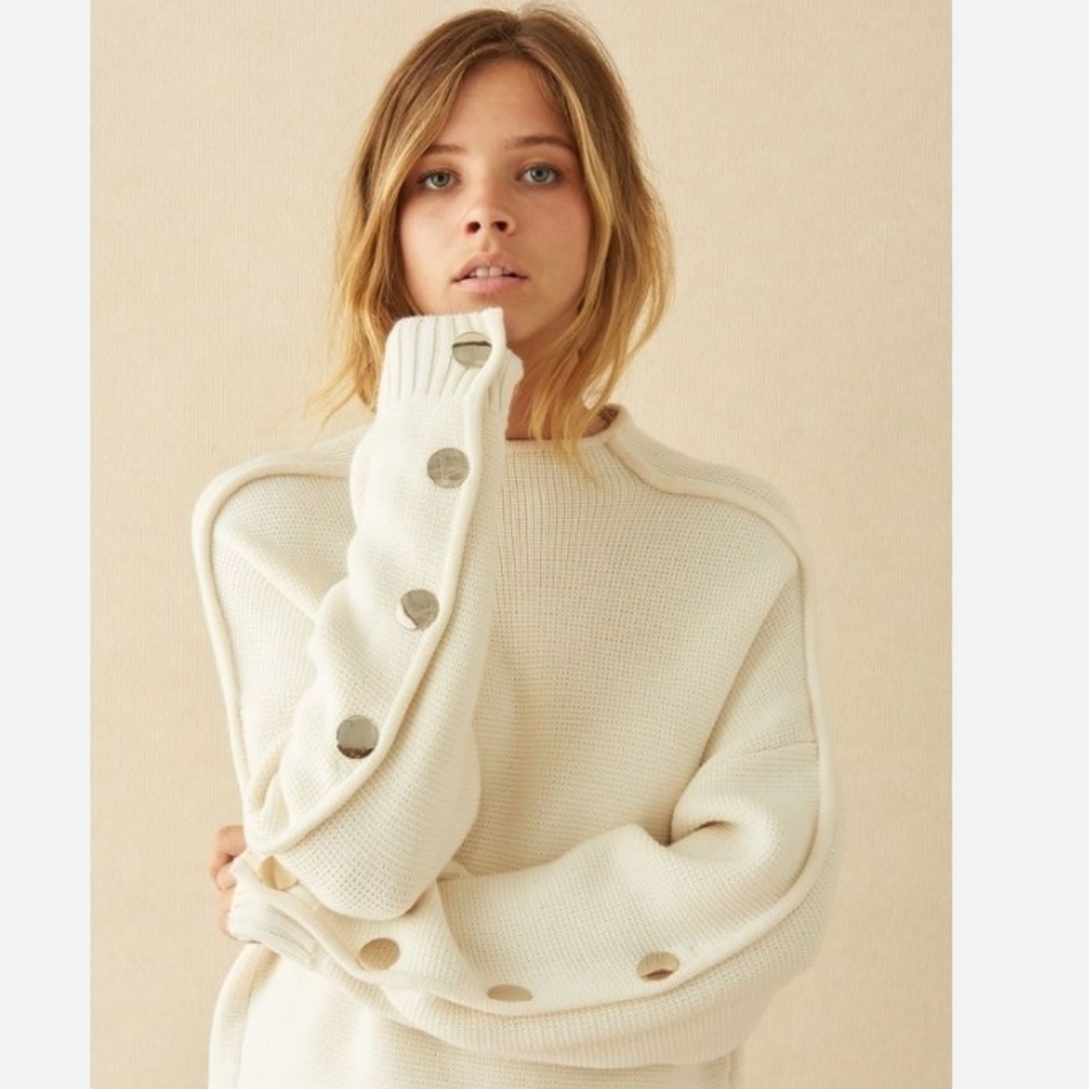 Ba&sh Astana Mock Neck Oversize Wool /Cotton Sweater Size 4